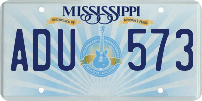 MS license plate ADU573
