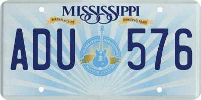 MS license plate ADU576