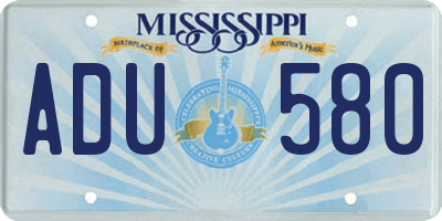 MS license plate ADU580