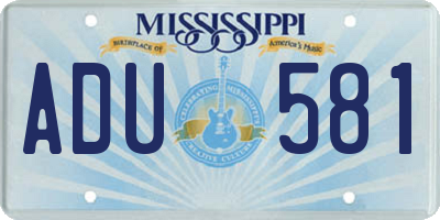 MS license plate ADU581