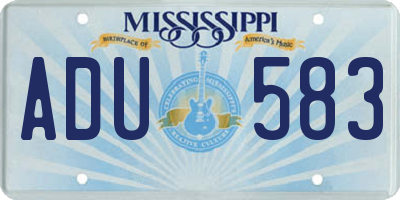 MS license plate ADU583