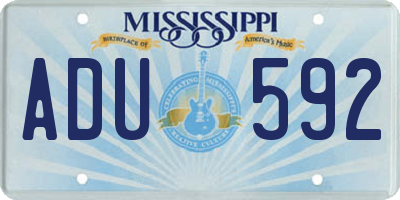 MS license plate ADU592