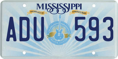 MS license plate ADU593