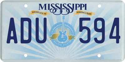 MS license plate ADU594
