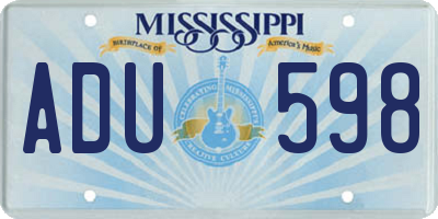 MS license plate ADU598