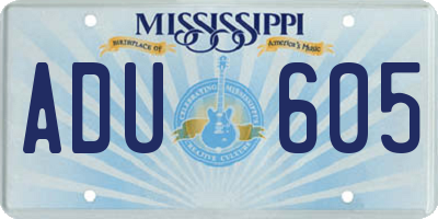 MS license plate ADU605