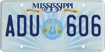 MS license plate ADU606