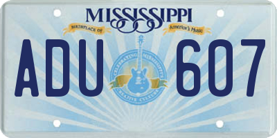 MS license plate ADU607