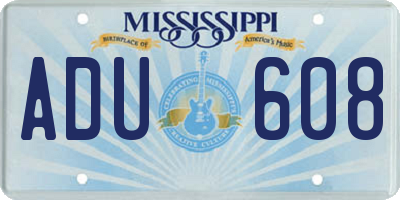 MS license plate ADU608