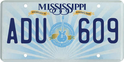 MS license plate ADU609