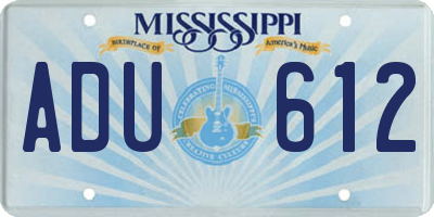 MS license plate ADU612