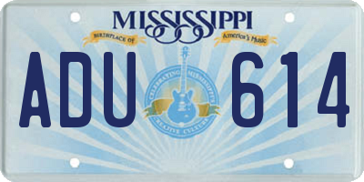 MS license plate ADU614