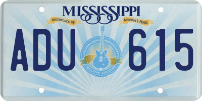MS license plate ADU615