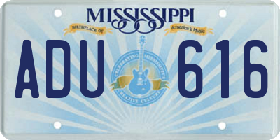 MS license plate ADU616