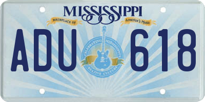 MS license plate ADU618