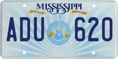 MS license plate ADU620