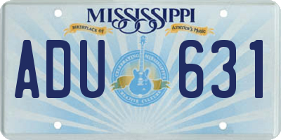 MS license plate ADU631