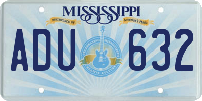MS license plate ADU632