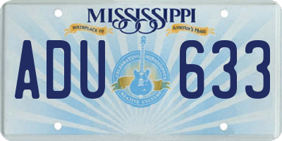 MS license plate ADU633
