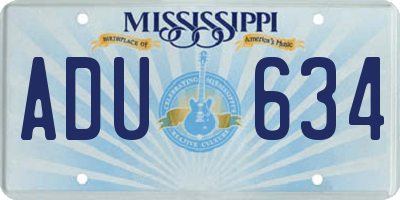MS license plate ADU634