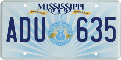 MS license plate ADU635
