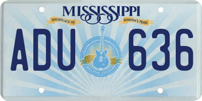 MS license plate ADU636