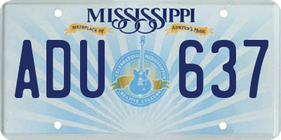 MS license plate ADU637