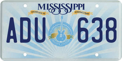 MS license plate ADU638