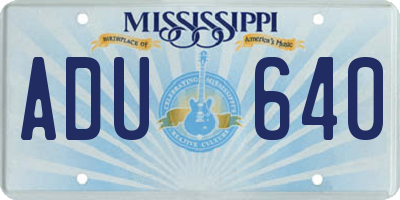 MS license plate ADU640