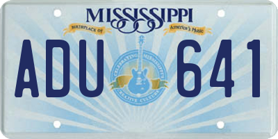 MS license plate ADU641
