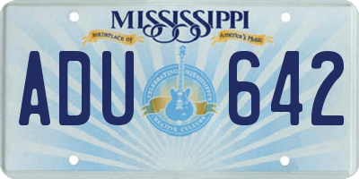 MS license plate ADU642