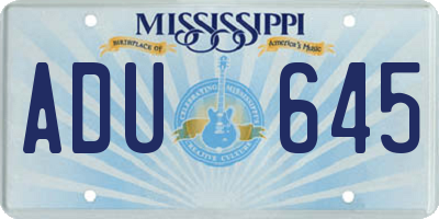 MS license plate ADU645