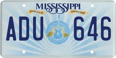 MS license plate ADU646