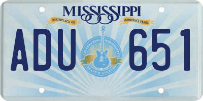 MS license plate ADU651