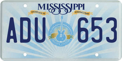 MS license plate ADU653