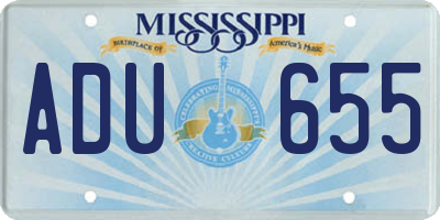 MS license plate ADU655