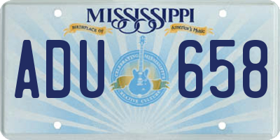 MS license plate ADU658