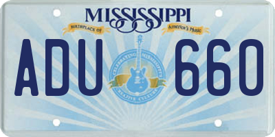 MS license plate ADU660