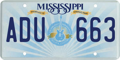 MS license plate ADU663