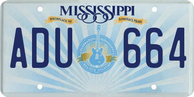 MS license plate ADU664