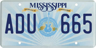 MS license plate ADU665