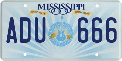 MS license plate ADU666