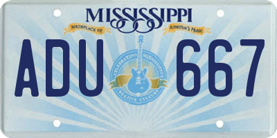 MS license plate ADU667