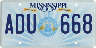 MS license plate ADU668
