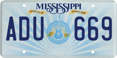 MS license plate ADU669