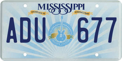 MS license plate ADU677