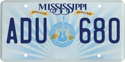 MS license plate ADU680