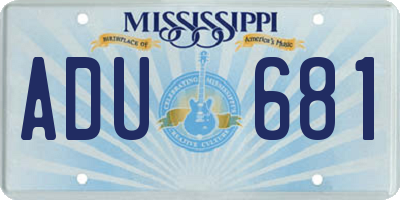MS license plate ADU681