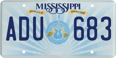 MS license plate ADU683