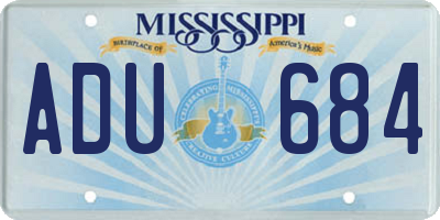 MS license plate ADU684